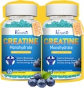 2 Pack Creatine Monohydrate Gummies for Women &amp; Men, Sugar Free Vegan Creatine Supplement for Build Muscles, Increase Energy & Strength, Blueberry Flavor, 120 Conde