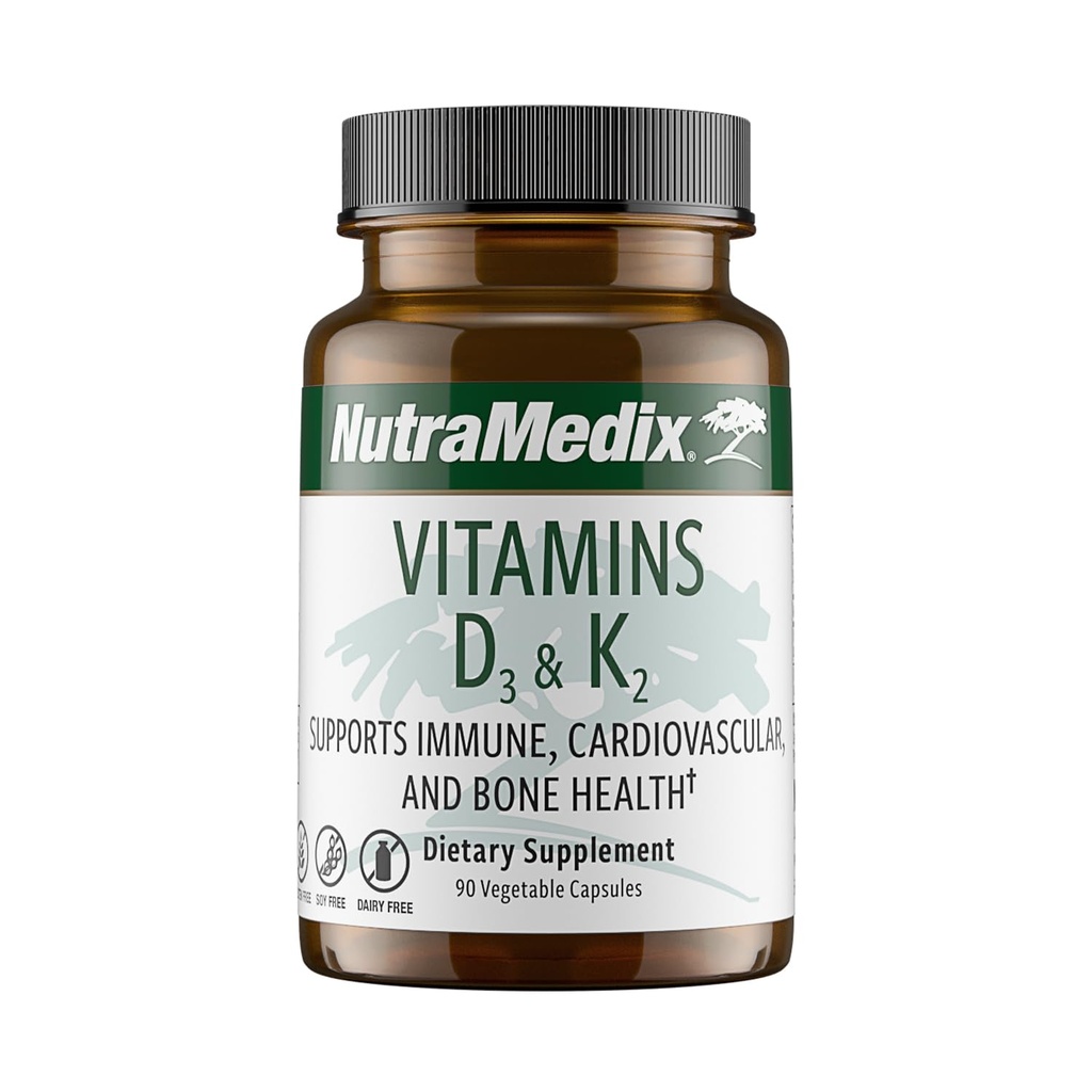 NutraMedix Vitamin D3 and K2 Immune Support Supplement for Women & Men - Help Support Heart Health - Can Assist with Calcium Metabolism (90 Capsules)