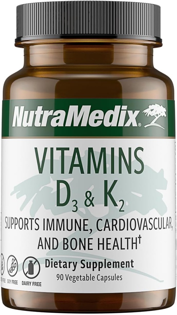 NutraMedix Vitamina D3 y K2 Immune Support Suplemento para Hombres de Mujeres - Ayuda a la Salud del Corazón - Puede Ayudar con Metabolismo Calcio (90 cápsulas)