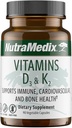 NutraMedix Vitamina D3 y K2 Immune Support Suplemento para Hombres de Mujeres - Ayuda a la Salud del Corazón - Puede Ayudar con Metabolismo Calcio (90 cápsulas)