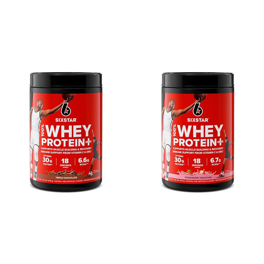 Serie Elite de 6 estrellas 100% Whey Protein Plus Triple Chocolate 1.8lbs US & Elite Series 100% Whey Protein Plus Strawberry Smoothie 1.8lbs US