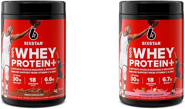 Serie Elite de 6 estrellas 100% Whey Protein Plus Triple Chocolate 1.8lbs US & Elite Series 100% Whey Protein Plus Strawberry Smoothie 1.8lbs US
