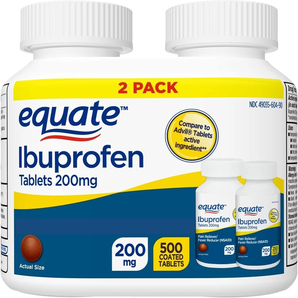 Tablas de Ibuprofeno equivalentes, 200 mg, paquete gemelo, 500 conteo
