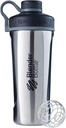 BlenderBottle Radian Shaker Cup Botella de agua de acero inoxidable aislada con Wire Whisk, 26 onzas, Natural/Negro