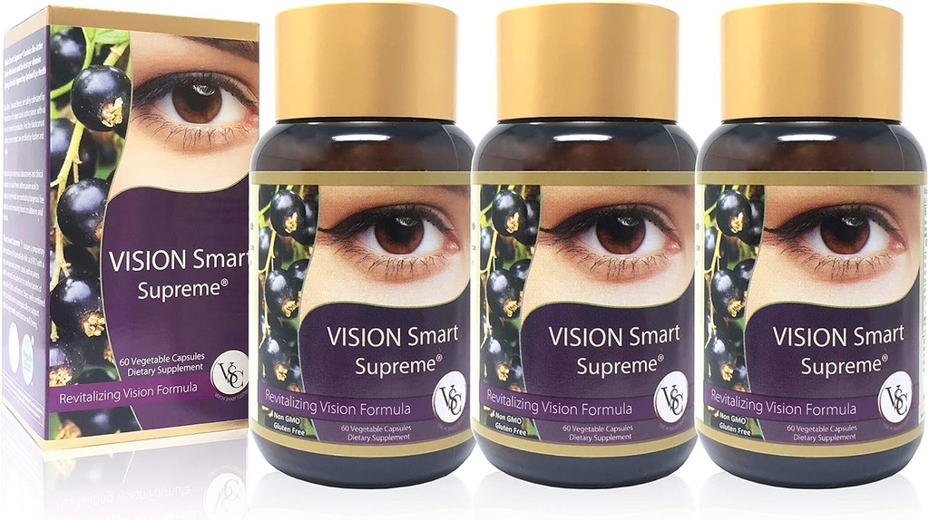Vision Smart Supreme - Suplemento Ojo Superior, Ingredientes Nutraceuticos Premium con 210 mg de Antocianinas Puras de D3R y C3R, Cápsulas Veggie. Producto de EE.UU. (3 botellas)