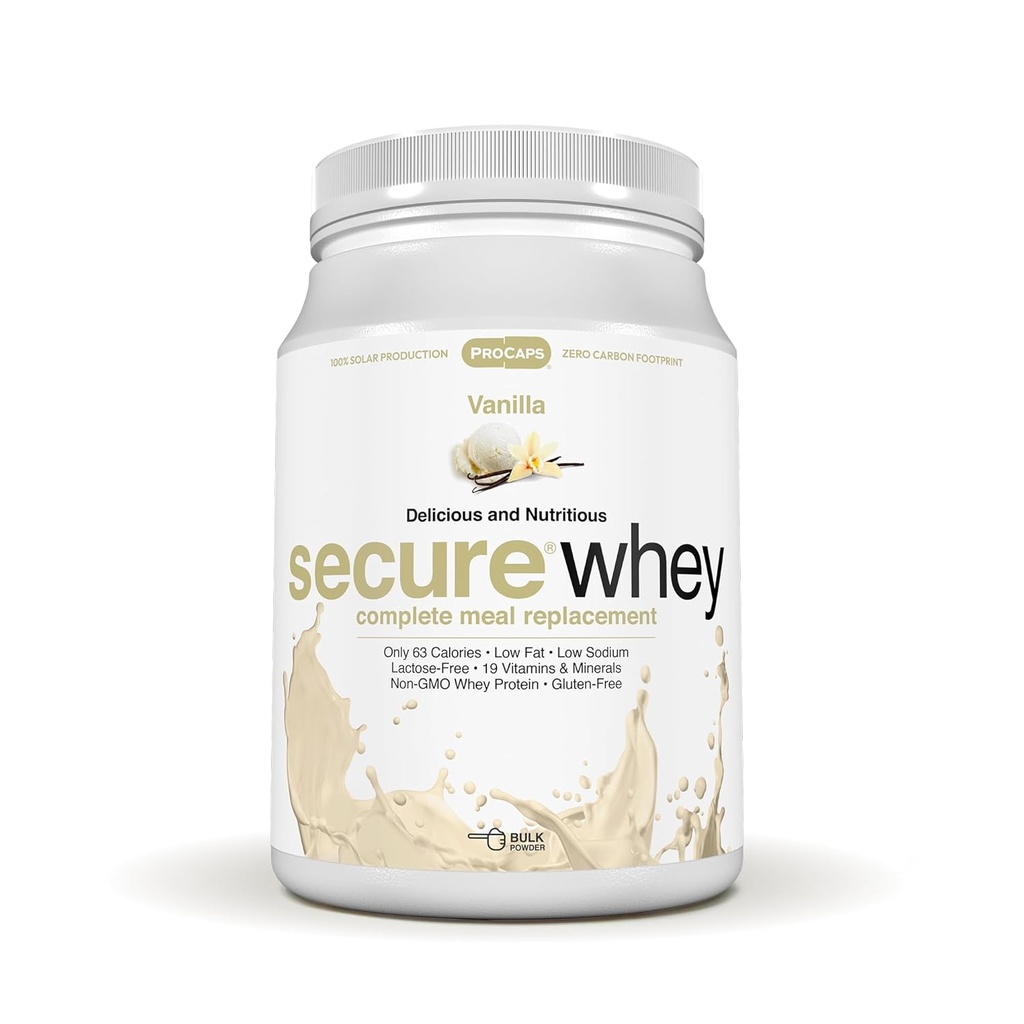 ANDREW LESSMAN Secure Whey Complete Meal Replacement - Vainilla 60 Servings - Sólo 63 Calories, 7 Grams Whey Protein, Vitaminas, Minerals, Low-Fat, Nutritious, Delicious, Mixes Instantly