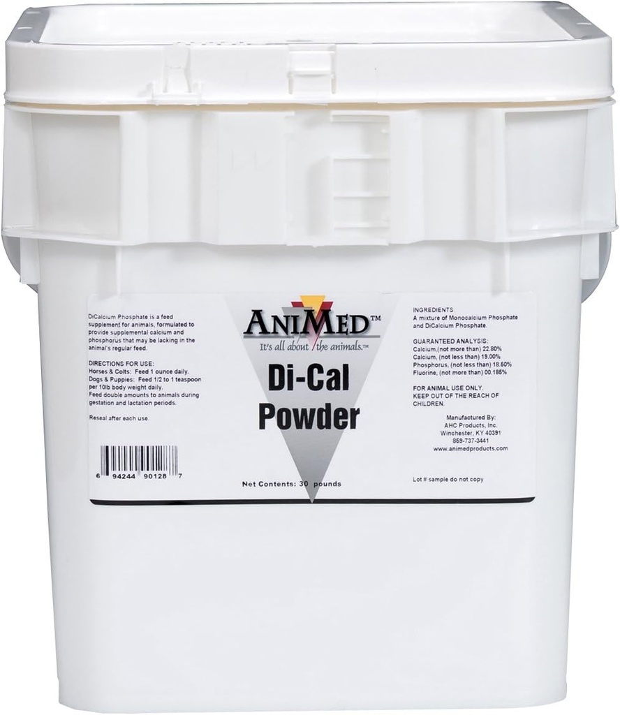 AniMed Di-Cal Powder calcio suplementario y fósforo para caballos, 30 libras