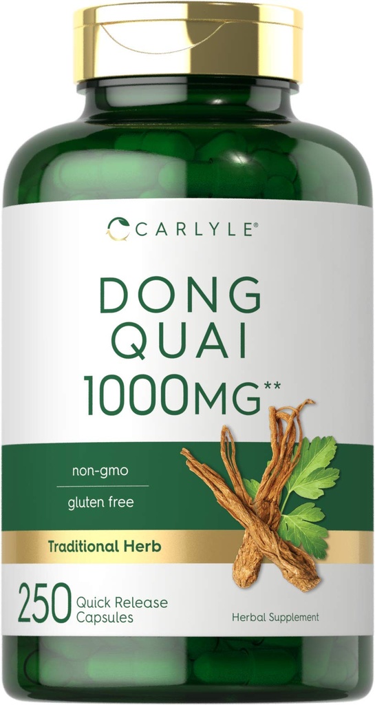 Carlyle Dong Quai Capsules  1000mg  250 Count ← Non-GMO y Gluten Free Supplement ← Herb tradicional
