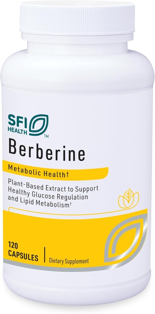 Klaire Labs SFI Health Berberine HCI 500mg - Berberine Supplement - Gluten-Free, Hypoallergenic (120 Capsules)