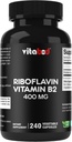 Vitamina B2 (Riboflavin) 400 mg 240 cápsulas vegetarianas - Apoyo a la energía celular y la producción de células de sangre roja