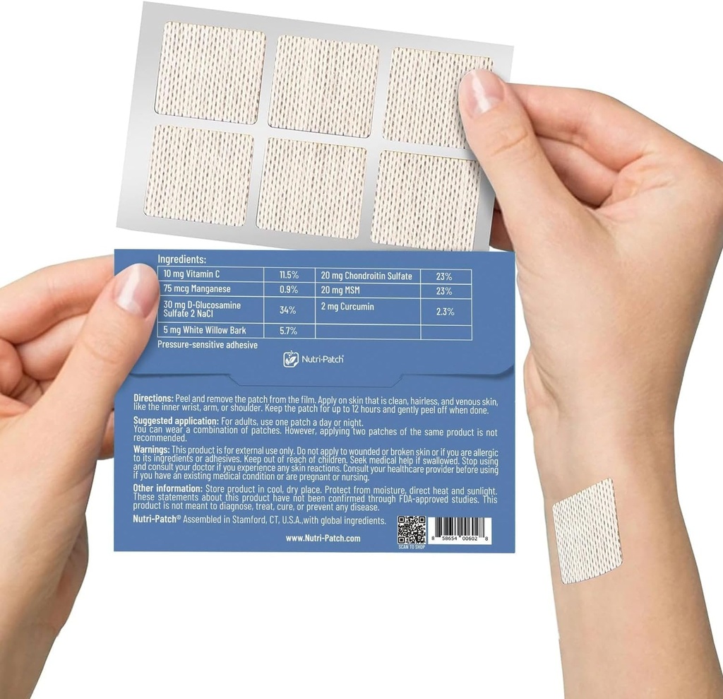 NUTRI-PATCH Inflam Topical Skin Patch ← Infused with Turmeric, MSM, White Willow Bark and Vitamin C, 30 Count
