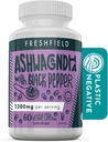 Freshfield Ashwagandha con Black Pepper. Vegan Friendly Supplement for Adrenal Fatigue Support, Muscle Memory, Thyroid and Strength. Todos los cápsulas naturales 1300 mg