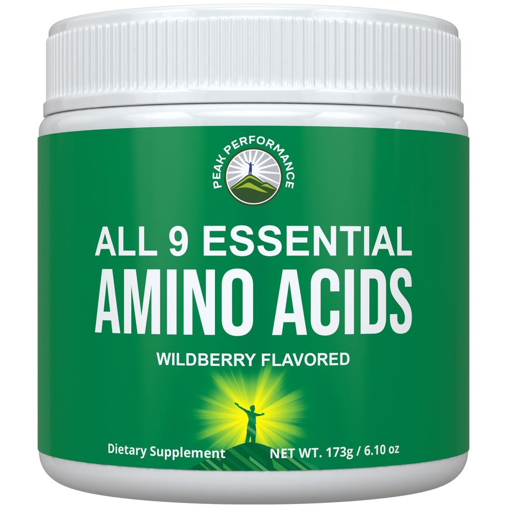 Los 9 Aminoácidos esenciales Polvo. Pre + Durante + Post Workout with EAAs + BCAAs for Energy, Muscle Growth, and Recovery. Pólvora no GMO BCAA y Pólvora EAA para Hombres + Mujeres. 3er partido testado. Wildberry