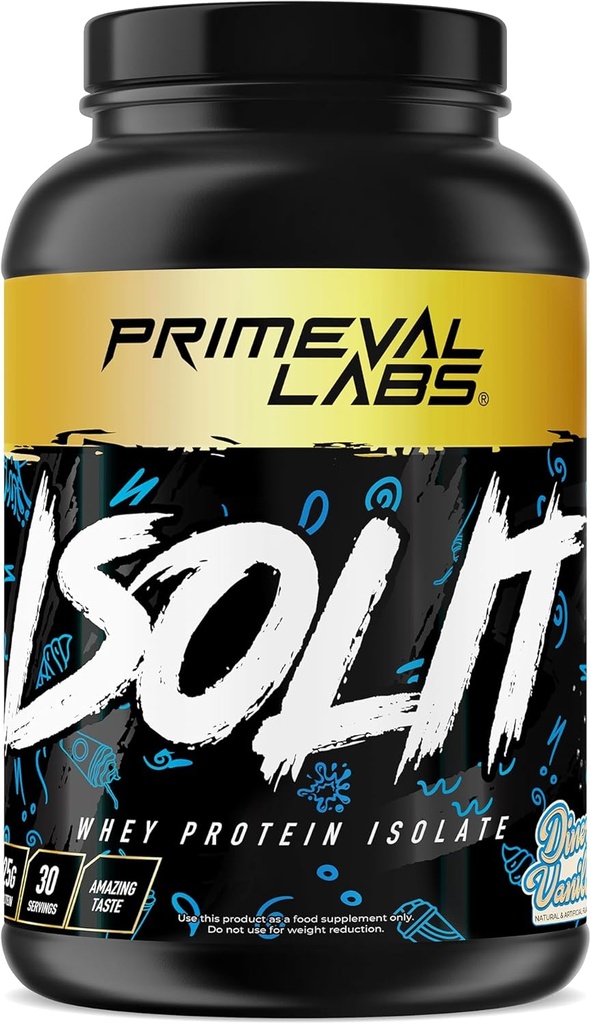 Laboratorios de Primeval ISOLIT - Whey Protein Powder, 100% Whey Isolate, 25g de Protein, BCAAs, Fast Absorbing, Easy Digesting (Diner Vanilla, 2lb)