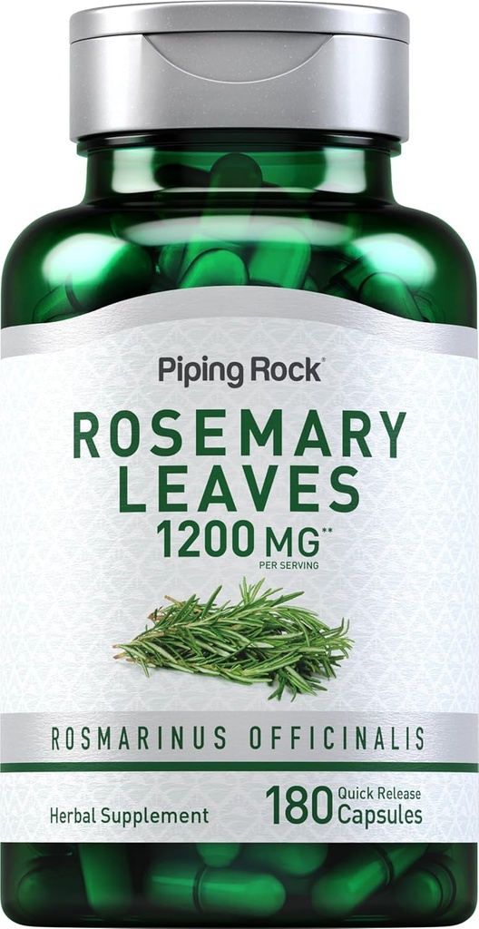 Piping Rock Rosemary Leaves 1200mg  180 Capsules ← Herbal Plant Extract ← Non-GMO, Gluten Free Supplement