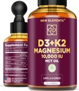 Vitamina Líquida D3 con K2 &amp; Magnesium Glycinate ← Vitamina D Drops 10.000 UI tóxico Vitamina K2 200mcg Mk7  Vitamina D3 + K2 Suplemento para Hombres &amp; Mujeres sometidas Alta Absorción Silencio MCT Petróleo TENIDO Gluten Free ← Non-GMO