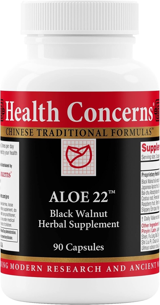 Salud Preocupaciones Aloe 22 – Apoyo Digestivo " Limpieza intestinal: estreñimiento, Bloating " Parasite Detox Suplemento – Nuez Negra, Ginger, Myrobalan " Aloe Vera Herbal Fórmula – 90 cápsulas