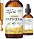 Wild &amp; Organic Cats Claw Tincture - Immune Support Supplement - Liquid Cats Claw Supplement - Vegan, Sugar &amp; Alcohol-Free Bark Extract Drops - 2 fl oz