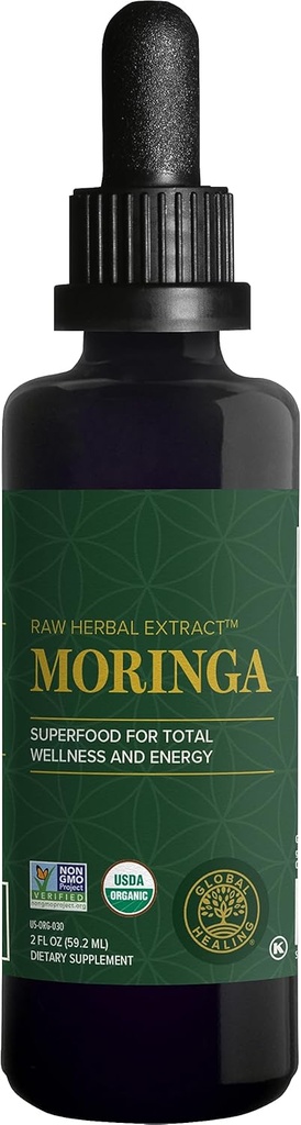 Global Healing Center - Orgánica Moringa Oleifera Extracto gotas líquidas, Moringa Suplemento-Vegan de Tree Leaves-Max Absorption of Vitamins and Minerals- Más Potency Than Powder Form (2 Fl Oz)