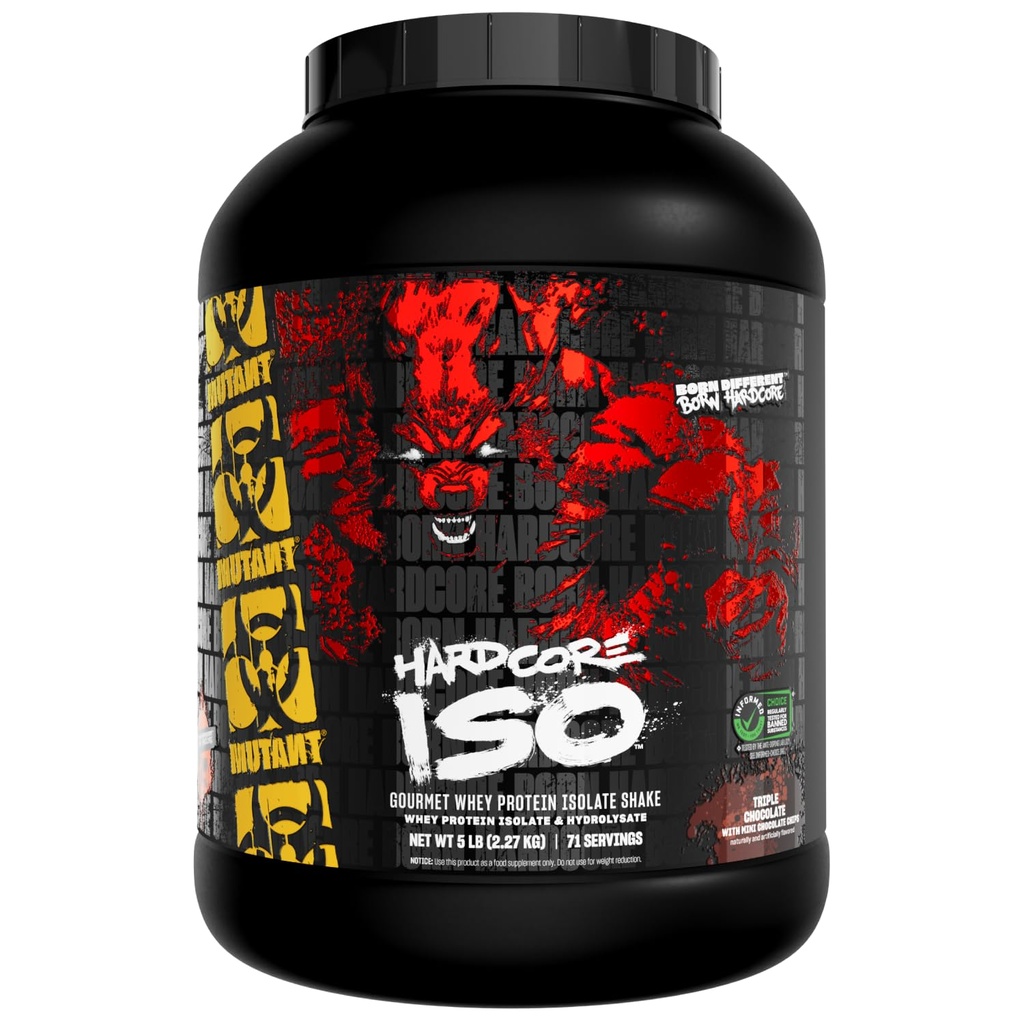 Mutant ISO Surge Whey Protein Isolate Powder Actos rápidos para ayudar a recuperar, construir músculo, a granel y fuerza, 5 lb - triple chocolate