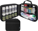 Organizador de botellas de gran tamaño, bolsa de medicina, portador de medicamentos, vitaminas y suministros médicos - Organizador de medicina de viaje y bolsa de memoria de almacenamiento con bandas elásticas - Negro (sin bloqueo)