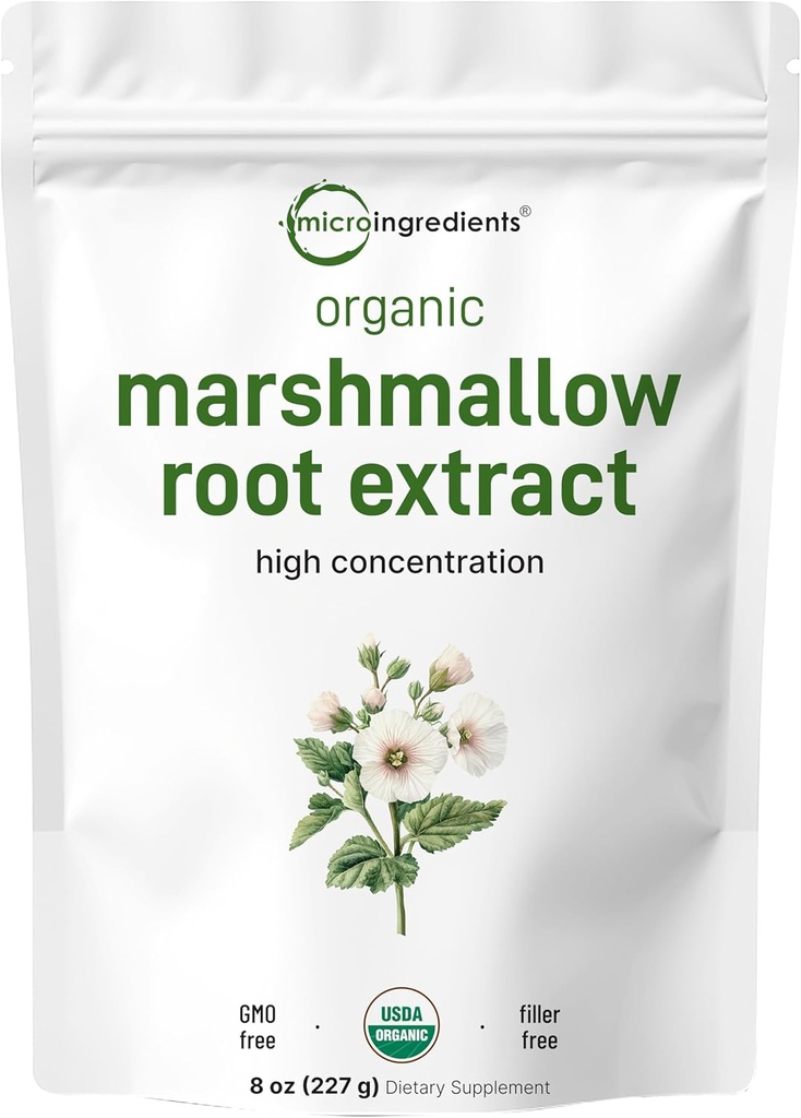 Micro Ingredientes Orgánica Marshmallow Root Powder, 8 onzas, Filler Gratis y Usado Tradicionalmente, apoya la Salud Gastrointestinal Digestiva, No Irradiated y Sin OGMs, Vegan Friendly