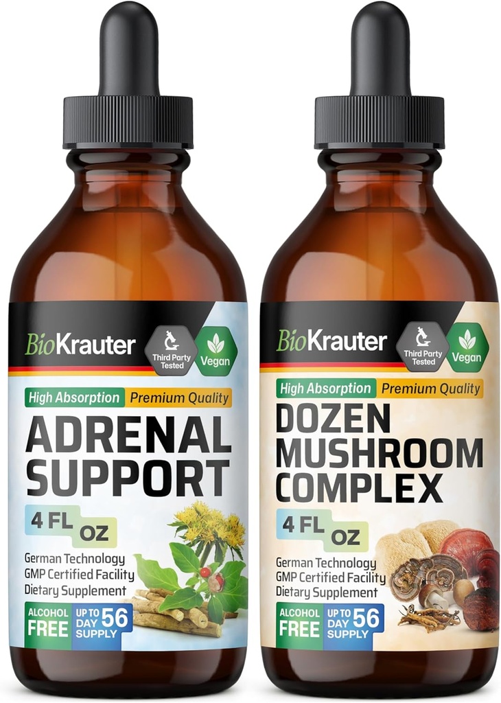 BIO KRAUTER Soporte Adrenal Tintura 4 Fl. Oz. & Dozen Mushroom Tintura 4 Fl. Oz.