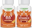Hierro para niños 10 mg + Vitamina C Chewables + Vitamina D3 1000 UI Chewables Bundle