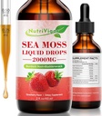 Sea Moss Liquid Drops - 2000mg Irish Sea Moss Suplemento con Burdock Root & Bladderwrack, Qrganic Seamoss Raw for Immunity, Digestive, Joint & Thyroid, Strawberry, 2 Fl. Oz/60 ml