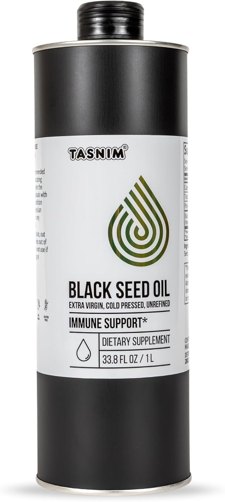 Tasnim Black Seed Oil (35.27 fl oz) ← Cold Presionado por Immune Support (21% Thymoquinone) ← Skin &amp; Hair
