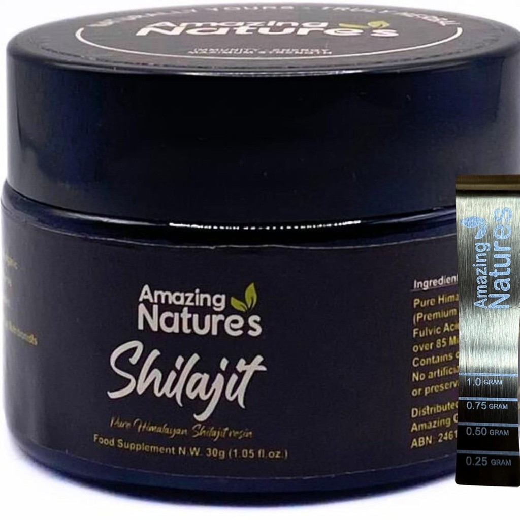 Puro Himalayan Shilajit Resin – 500mg High Potency Organic Supplement for Energy, Immune Support & Focus TEN 85+ Trace Minerals, Fulvic Acid TEN 30g, Lab-Tested for Purity by Amazing Natures