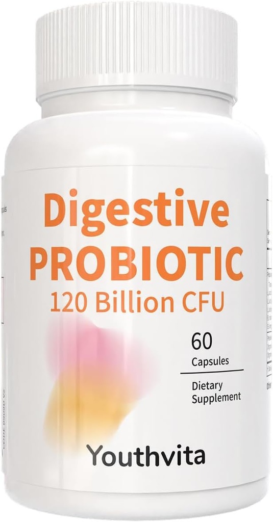 Probióticos con Prebióticos, 120 Billion CFU, para Gut Health &amp; Digestive Support, Probióticos para Hombres Mujer, 60 cápsulas