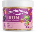 Vitamina Amigos - Hierro multivitamínico vegano para niños - Soporte nutricional diario Gummies w/Ferrous Fumarate B-Complex, Vitamina C, Zinc, Biotina - Función corporal &amp; Anemia - Fresa, (60 Day Supply)