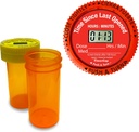 TimerCap Muestra automáticamente el tiempo desde el último abierto - Cierre de fijación Smart Pill Bottle Funda de recordatorio de medicamentos (Qty 2-1.8 oz Amber Bottles) CRC