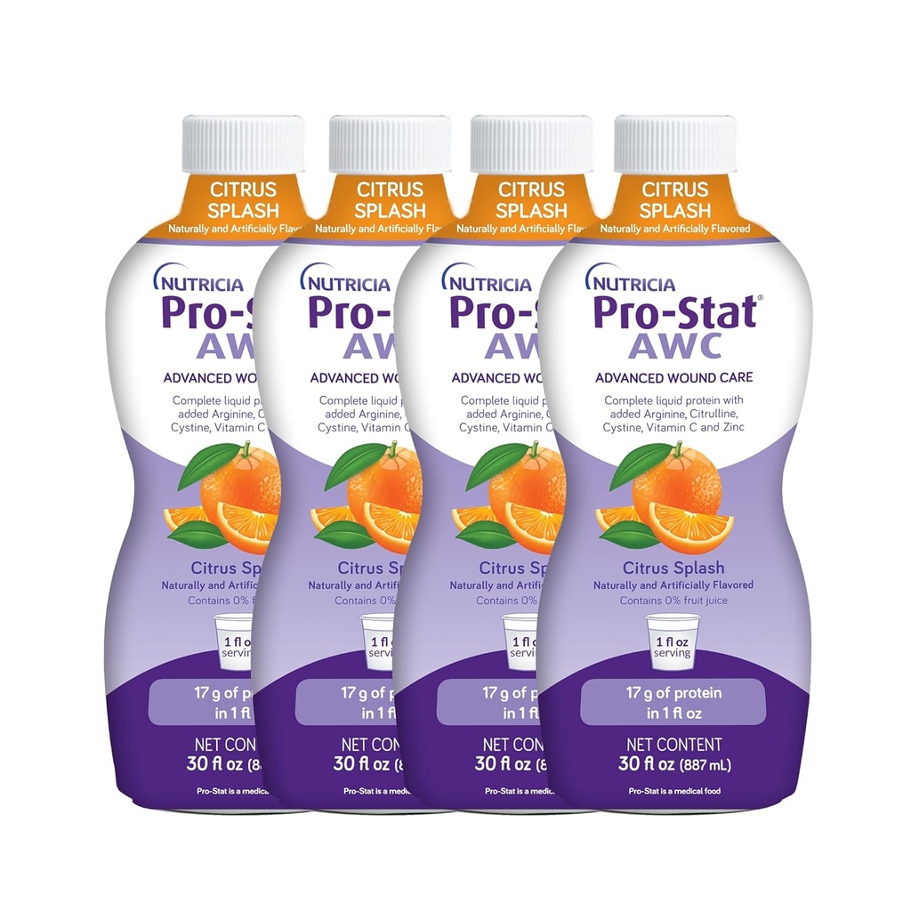 Pro-Stat Advanced Wound Care (AWC), Concentrated Liquid Protein Medical Food - Citrus Splash Punch Flavor, 30 Fl Oz botella (Caso de 4)