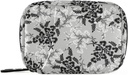 xigua Pill Organizer 7-Day Travel Pill Box Bag Negro &amp; Gris Small Flowers Pattern Daily Pill Case with Zipper Portable Suitable,Vitamin Supplement Holder