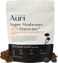 Auri Super Mushroom HSN Gummies - Peluquería y uñas Gummies Mushrooms funcionales Suplemento - con Chaga salvaje, Clorophyll, Lutein y Astaxanthin - 60 Orange Citrus Gummies