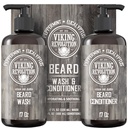 Vikingo Revolución Beard Wash &amp; Conditioner Set w/Argan & Jojoba Oils – Softens, Smooths &amp; Strengthenings Beard Growth - Natural Peppermint and Eucalyptus Scent - Shampoo (17 oz)