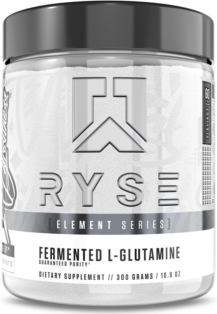 RYSE Element Series Fermented L-Glutamine Amino-Acid | Muscular & Cellular Recovery & Hydration | Gut, Intestinal, & Immune Health | 60 Servings