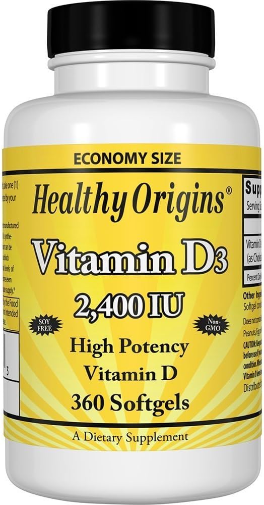 Origenes saludables Vitamina D3, 2400iu, 360 Sgel