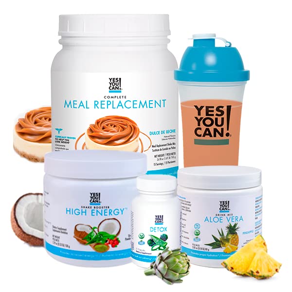 Sí Usted puede! Detox Plus Kit (Reemplazo de comida Dulce de Leche, Aloe Vera Pineapple) - Reemplazo completo de la comida Polvo, Booster de alta energía Shake, Aloe Vera Detox Suplemento, Transformación de la Salud