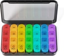 Zoksi Pill Organizer 4 veces al día, BPA Caja de Píldora semanal gratuita,Caso de Píldora diaria con 28 Compartimientos para mantener la medicina, la vitamina y el suplemento