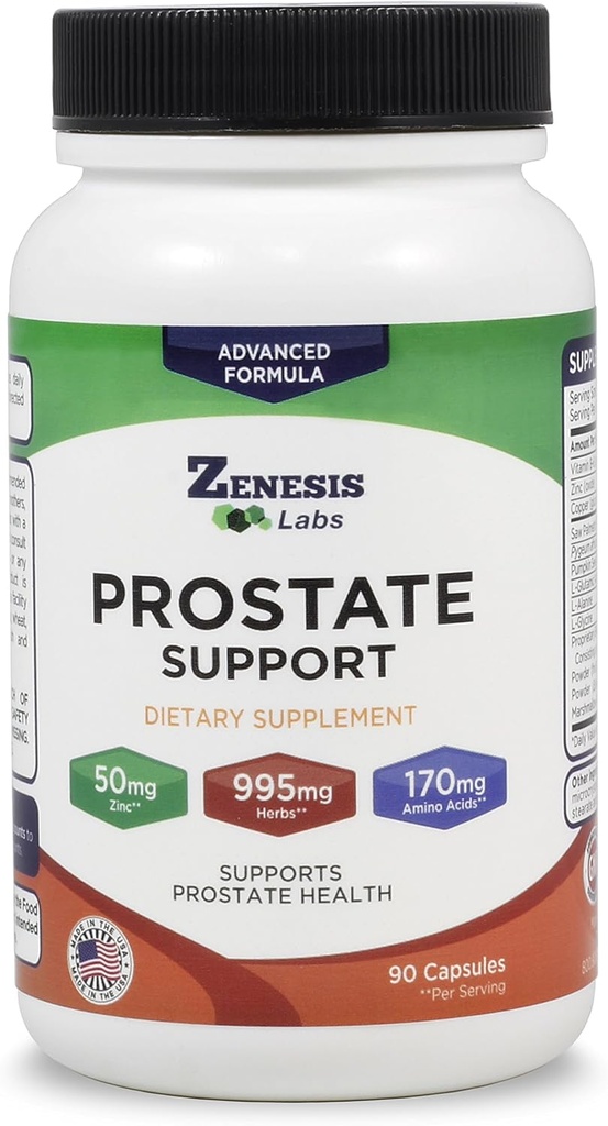 Zenesis Labs Prostate Health with Saw Palmetto - 90 Capsules - También con Zinc, Copper, Pumpkin Seed, Burdock Root, Amino Acids, " Otros Extractos - 45 Day Supply