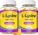 L Lysine Gummies 1000mg con Zinc - Soportes Skin, Lip, Vegan, Gluten Gratis, 60 Chewable L-Lysine para Adultos, Vitaminas Tissue Health & Immune System, Amino Acid & Complex Supplements, Non-GMO(2Pack)