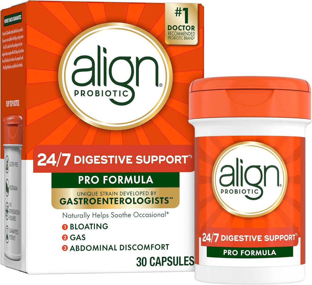 Align Probiotic, Pro Formula, Probiotics for Women and Men, Probiotics for Digestive Health, Men and Womens Probiotic Capsules Help Relieve Occasional Bloating & Gas*, 30 Capsules