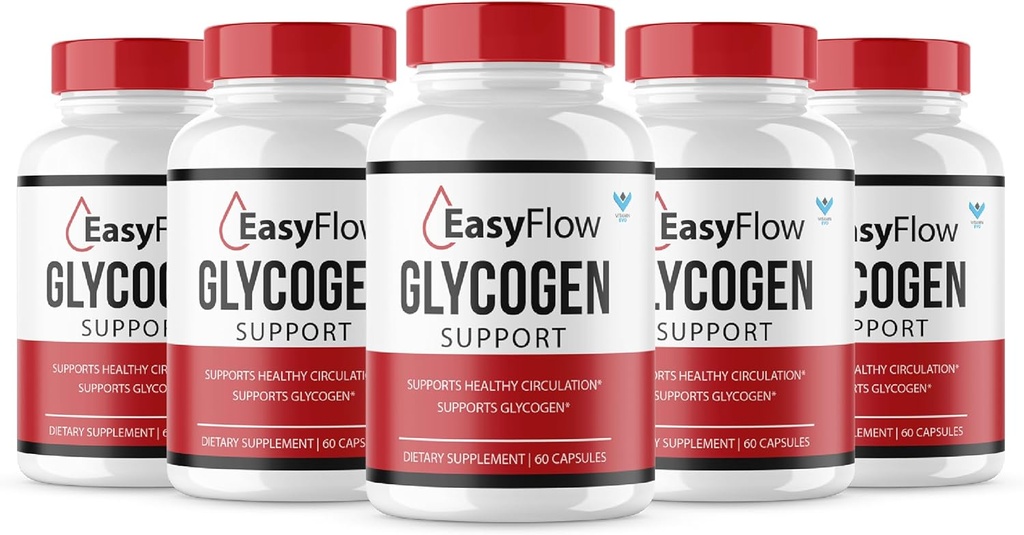 (5 Pack) Easy Flow Glycogen Support EasyFlow Glyco Pills, Easy Flow Maximum Strength Glycogen Health and Blood Support Supplement, EasyFlow Advanced Glyco Optimizer Formula - 300 Capsules
