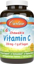 Carlson - Vitamina Chewable para Niños C, 250 mg, 1 g de Azúcares, Apoyo Inmunitario " Wellness Optimal, Antioxidante, Tangerina, 120 Tabletas Vegetarianas