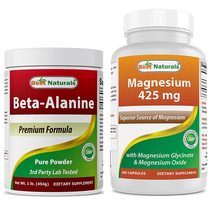 Beta Alanine Pure Powder 1 Pound & Magnesium Glycinate 425 mg