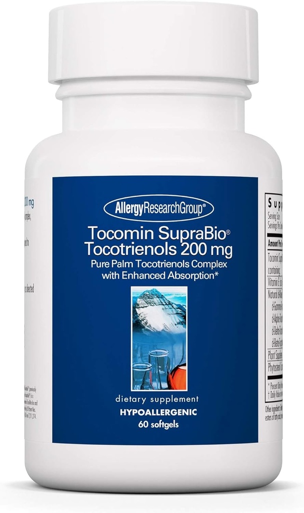 Allergy Research Group Tocomin SupraBio Tocotrienols 200 mg Suplemento - Vitamina E, Palm Tocotrienol Complex, Delta Tocotrienols, Softgels - 60 Cuenta