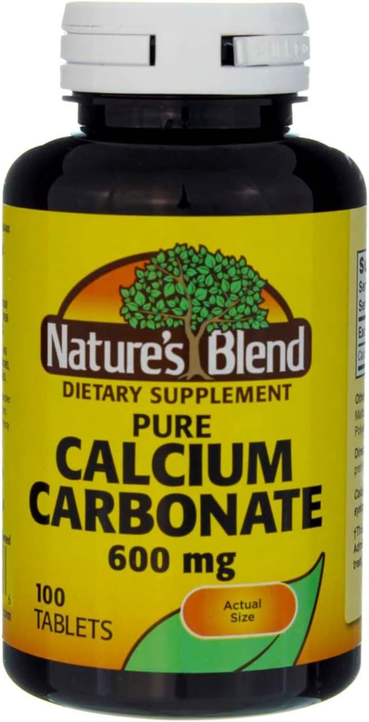 Blend Calcium Carbonate 600mg Tablets 100 ct (paquete de 2)